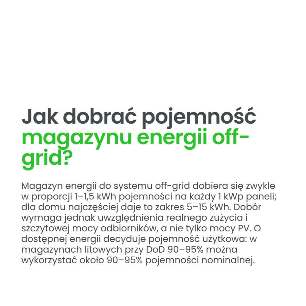 Jak dobrać pojemność magazynu energii off-grid?
